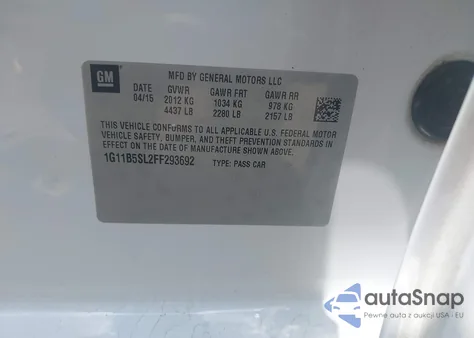 2015 Chevrolet Malibu Ls from USA, damaged, VIN 1G11B5SL2FF293692